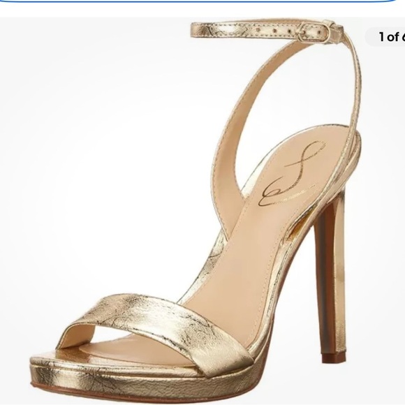 Sam Edelman Shoes - Sam Edelman Jade Gold Rounded Open Toe Stiletto Heeled Ankle Strap | 9